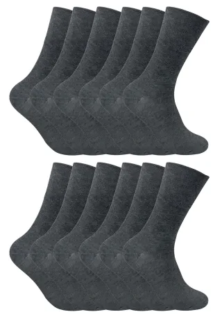 12 Paar Herren thermische diabetische Socken | Socken Snob | Nicht elastische extra breite diabetische Socken für schlechte Durchblutung - grau