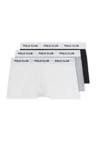 Pack mit drei Boxershorts schwarz, grau und weiß mit Polo Club Logo