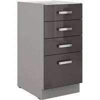 Küchen-Preisbombe Unterschrank 40 cm Küche Bianca Grey Grau Hochglanz Küchenzeile Küchenblock