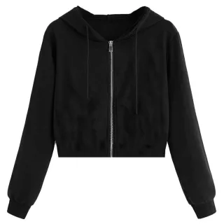 Miso - Kurz-Hoodie für Damen, leger (Schwarz)