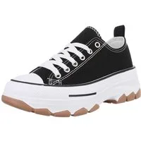 Ital-Design Damen Low-Top Freizeit Sneaker (88930414) Keilabsatz/Wedge Sneakers Low in Schwarz