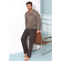 AUTHENTIC LE JOGGER Pyjama Schlafanzug für Herren (2 tlg., 1 Stück) mit Knopfleiste, meliertes Oberteil