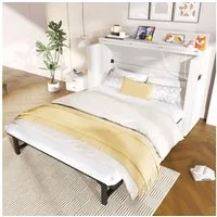 STILVORA Polsterbett 140x200 mit Matratze,Jugendbett Stauraumbett mit Staufach&USB+TYPE-C (mit Leinenbezug, Ablagefach & Schublade, USB- und Typ-C-Anschlüsse, umbaubares Plattformbett, 140 x 200 cm Schrankbett), ohne Matratze