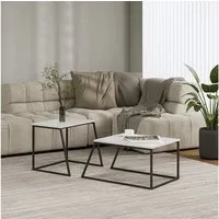 Vicco Couchtisch Myra, Weiß/Schwarz, 60 x 50 cm 2 Teile (2-St)