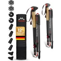 Alpenwert Wanderstöcke faltbar Nordic Walking Stöcke Damen Herren Trekkingstöcke Trekking (NEUHEIT, 12 Teiliges Set), Wanderstöcke Faltbar