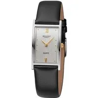 Regent Quarzuhr F1508 - 33059011, Armbanduhr, Damenuhr, Titangehäuse, Lederarmband, eckig