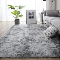 Leesentec Langflor-Teppich Weicher Flauschiger Teppich Groß 160x200cm Grau