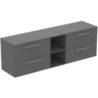 Ideal Standard Möbel-Set 200cm i.life B 4 Auszüge 2 mi.off.Fächer Gr.Chrom QuarzgrauMatt, T5848NG T5848NG
