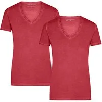 James & Nicholson T-Shirt Doppelpack Tailliertes Damen T-Shirt mit trendiger Spraytechnik JN975 (Doppelpack, 2er-Pack) Trendiges T-Shirt mit V-Ausschnitt