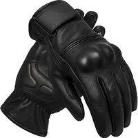 MDM Motorradhandschuhe Retro Motorrad Lederhandschuhe mit Knöchelschutz & Grip Polster Knöchelschutz mit Hartschale, Zeitloses Full-Black Design