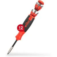 Wiha Schraubendreher LiftUp 25 (38600), verstaubares Bit Set, Schraubenzieher, Schlitz, Kreuz-schlitz, TORX