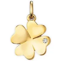 ONE ELEMENT Kettenanhänger 0.01 ct Diamant Brillant Kleeblatt Anhänger aus 585 Gelbgold, Sorgfältig gefertigt – zarte Diamantakzente mit besonderer Strahlkraft