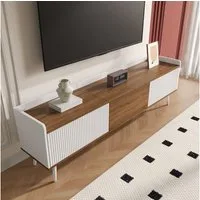 Yorbay TV-Schrank dreitüriger Unterschrank Natur Holzfinish, für Fernsehen bis 70 Zoll Klassik TV Ständer mit 6 Füße, Großer Strauruam, 160x39x50cm