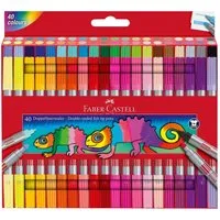 Faber-Castell Filzstift 40 Filzstifte Doppelender fein & breit farbsortiert