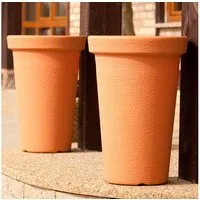 KAGM Pflanzkübel XXL Blumenkübel 2er SET mit Pflanzeinsatz aus Kunststoff Terracotta