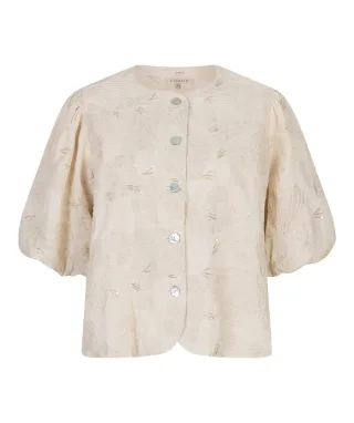 Esqualo - Bluse mit Ballonärmeln beige - Gr. - 34