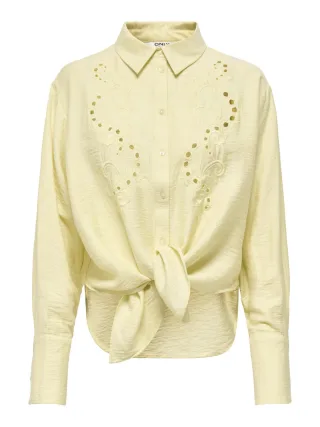 ONLY - Langarmbluse mit Stickerei - ONLBIRONA gelb - Gr. - XS