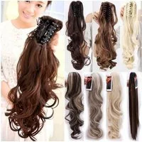 LuxusKollektion Echthaar-Extension Haarteil Haarverlängerung Pferdeschwanz Zopf 45 cm Bleichmittel Blond