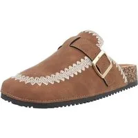 Ital-Design Damen Mules Freizeit Pantolette (88930343) Flach Pantoletten in Camel