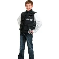 Fries Kostüm Polizeiweste Kinder Schwarz mit Taschen