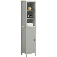 SoBuy Hochschrank BZR68, Badkommode Beistellschrank Badezimmermöbel, verstellbare Ablage Badezimmerschrank Badregal Badschrank mit 3 offenen Fächern und 1 Tür