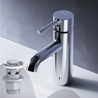 AM.PM Waschtischarmatur SPIKE Waschbeckenarmatur Klick-Ablaufgarnitur Badarmatur Wasserhahn (Waschbecken Mischarmatur Einhebelmischer, Mischbatterie inkl. 2 x G 3/8-Anschluss Chrom / Silber) Bad Armatur: Einhebelmischer für warmes und kaltes Wasser
