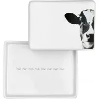räder design stories Butterdose Butterdose Kuh weiß 14,5cm, Porzellan