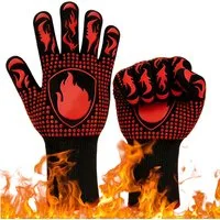 ibettertec Grillhandschuhe Hitzebeständige Handschuhe zum Grillen, Kochen und Backen, (Hitzebeständige Grill- & Ofenhandschuhe für Küche, Backen, BBQ – Schutz vor Verbrennungen und heiße Töpfe sicher greifen)