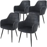 ML-DESIGN Stuhl Esszimmerstuhl ergonomisch & gepolstert, Esstischstuhl mit Rückenlehne (4 St), Wohnzimmerstuhl Dunkelgrau Samtbezug Küchenstuhl Polsterstuhl
