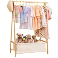 Yorbay Kleiderständer Kinder mit Aufbewahrungsbox, 86x36x106 cm, (Kleiderstange für Kinder), Klappbar