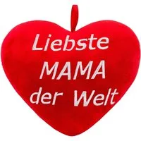 BRUBAKER Dekokissen Plüschkissen in Herzform mit Spruch, Herz Kissen Rot 32 cm groß, Herzkissen bestickt