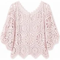 ITALY VIBES Blusenponcho - Häkelshirt - Spitzenshirt - ITALY VIBES - Boho - Oversize ONE SIZE- passend für Größen S - L