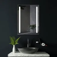 HOKO Badspiegel mit beleuchtung + Antibeschlag, Wandspiegel mit Licht 50x70/60x80cm, (Warmweiß - Kaltweiß - Neutral. Licht mit Touch Schalter und mit Wandschalter einschaltbar. Memory-Funktion.IP44, 5mm HD Glass)