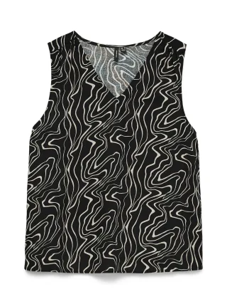 VERO MODA - VMEASY JOY S/L V-NECK TOP WVN GA Black - Gr. - M