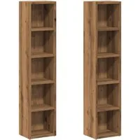 vidaXL CD-Regal CD-Regale 2 Stk. Artisan-Eiche 21x16x93,5 cm Holzwerkstoff, 2-tlg.