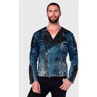 Cipo & Baxx Jeansjacke Jacke mit asymetrischen Kragen und Reißverschluss