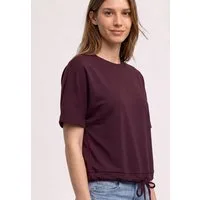 STREET ONE T-Shirt mit Tunnelzug am Saum, im Silk-Look
