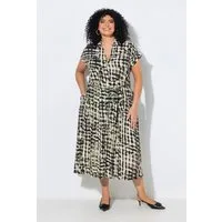Ulla Popken Maxikleid Maxikleid Hemdkragen Bindegürtel Brusttaschen