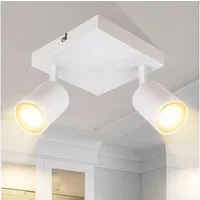 ZMH Deckenstrahler 2 Flammig GU10 Modern Deckenlampe Wand 330° Schwenkbar Wohnzimmer, Einfache Installation, ohne Leuchtmittel, Quadratisch, Weiß Wandstrahler aus Metall für Büro Küche