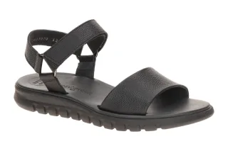 Paul Green Damen Sandale 6219-009 Schwarz Echtleder Fesselriemen Klettverschluss
