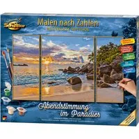 Schipper Malen nach Zahlen Meisterklasse Triptychon - Abendstimmung im Paradies, Made in Germany