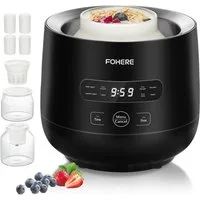 FOHERE Joghurtbereiter 2 Glasbehälter (2000 ml + 1400 ml), zur Herstellung von griechischem Joghurt, Käse, Natto und Reiswein