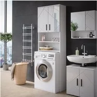 Vicco Waschmaschinenumbauschrank Irma Weiß Hochglanz/Weiß 64 x 190.5cm für die Waschmaschine (1-St)