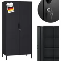 STEELSØN Geräteschrank Menkent Gerätekommode aus Metall mit Doppeltür & Schloss (schwarz, Outdoor Schrank) wetterfest & rostfrei, mit 2 Schlüsseln, mit verstellbaren Fächern