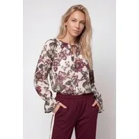 Monari Langarmbluse Bluse Blume allover Regular fit mit Raffungen
