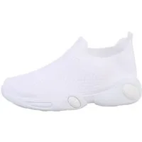Ital-Design Kinder Low-Top Freizeit Sneaker Flach Freizeitschuhe in Weiß