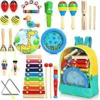 POPOLIC Spielzeug-Musikinstrument 24 Stück Instruments Percussion Holzspielzeug, (1-teiliges Set, 1 tlg., Perfektes Geschenk für Jungen und Mädchen ab 3 Jahren), Kinderspielzeug Geschenke für Kleinkinder