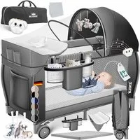 KIDIZ Baby-Reisebett, Babybett Kombi Set mit Matratze & Wickelauflage ab Geburt bis 15 kg
