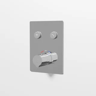 Steinberg Unterputzthermostat, mit pushtronic, mit Mengenregulierung für 2 Verbraucher, chrom, 39042 39042213