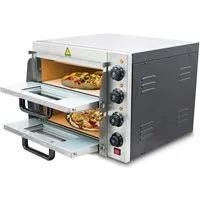 Bituxx Pizzaofen Doppel 3000W, bis 350 Grad, 2 Kammern